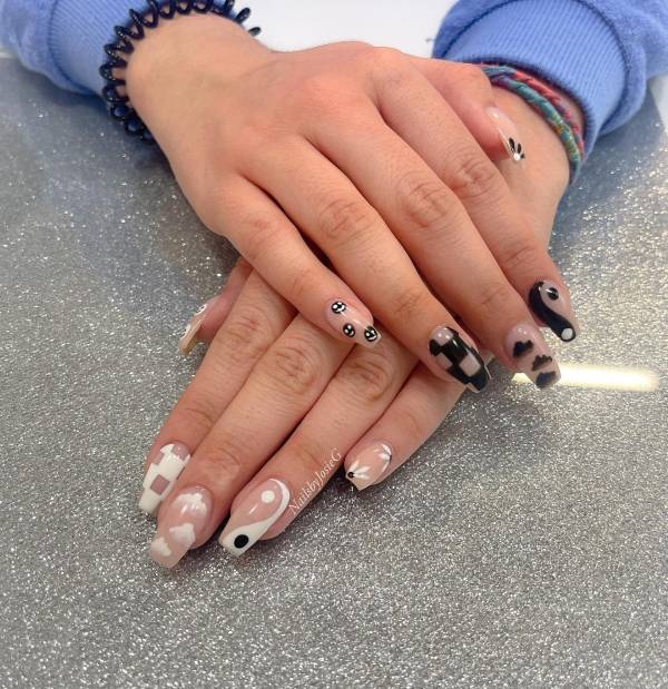 Stylish Black and White Nail Art Designs