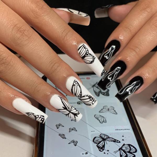 Stylish Black and White Nail Art Designs