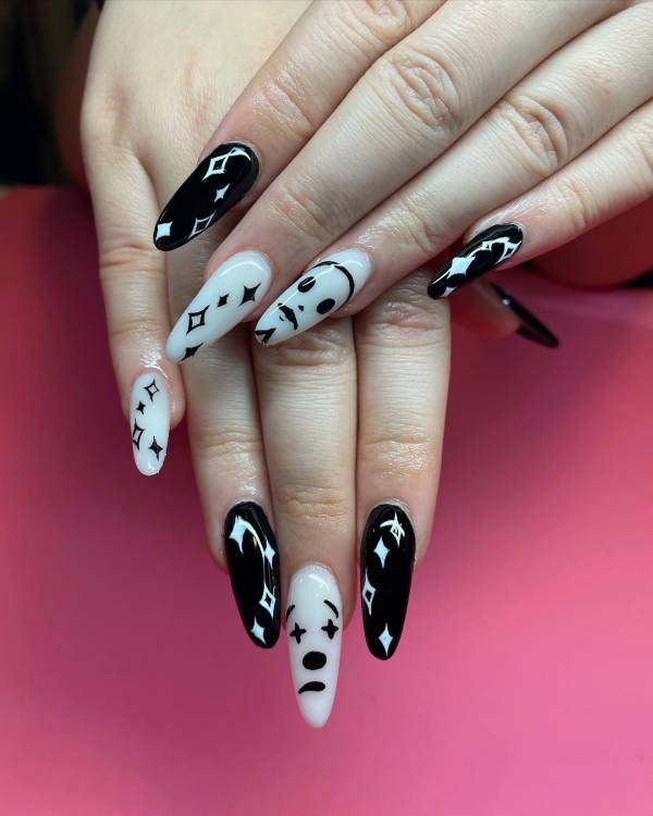 Stylish Black and White Nail Art Designs