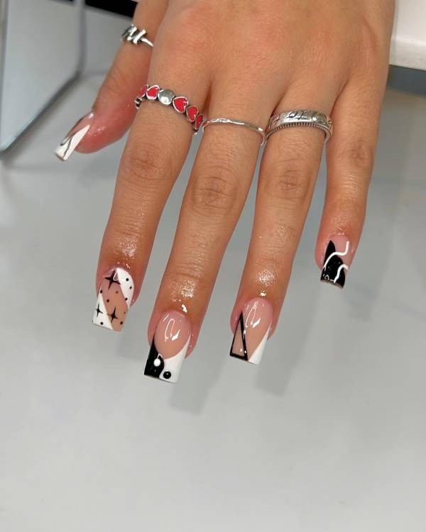 Stylish Black and White Nail Art Designs