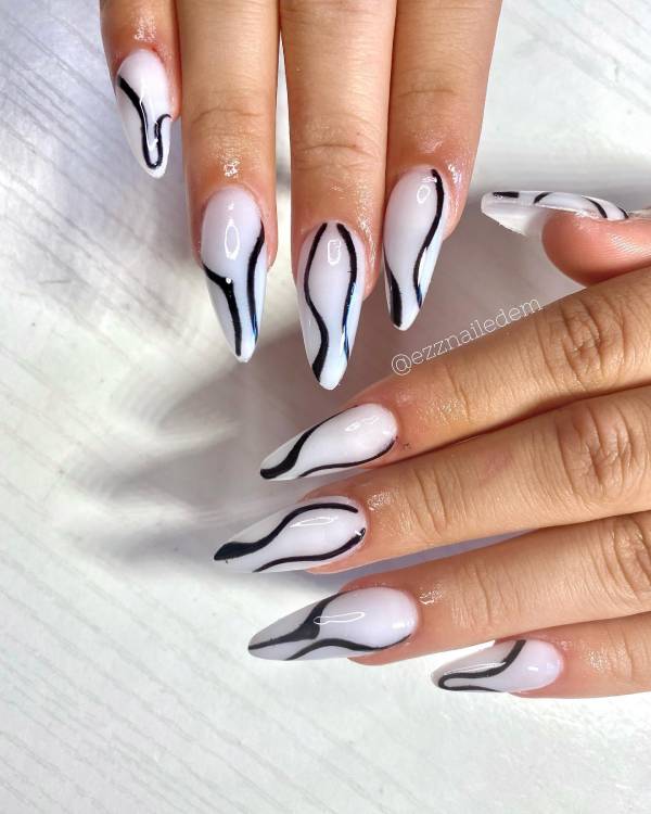 Stylish Black and White Nail Art Designs