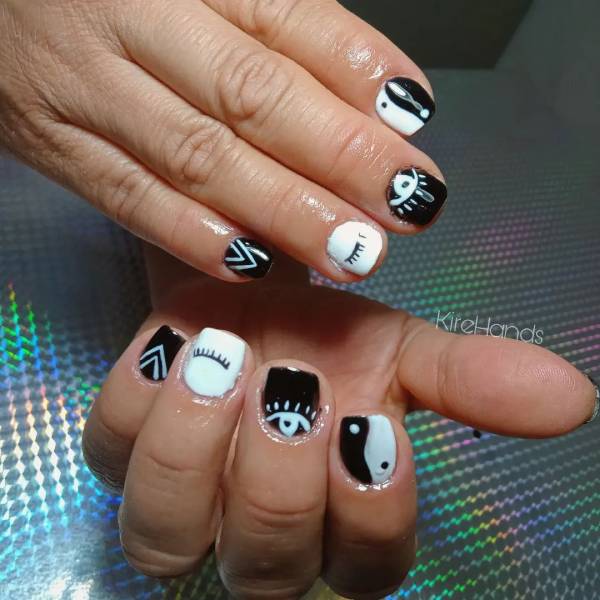 Stylish Black and White Nail Art Designs