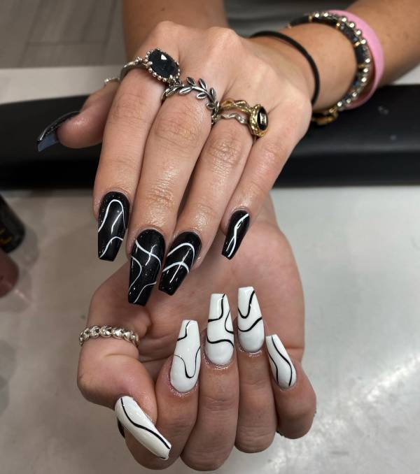 Stylish Black and White Nail Art Designs