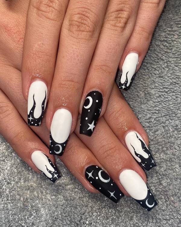 Stylish Black and White Nail Art Designs