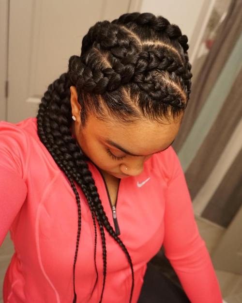 Big Braids with twist-out hair
