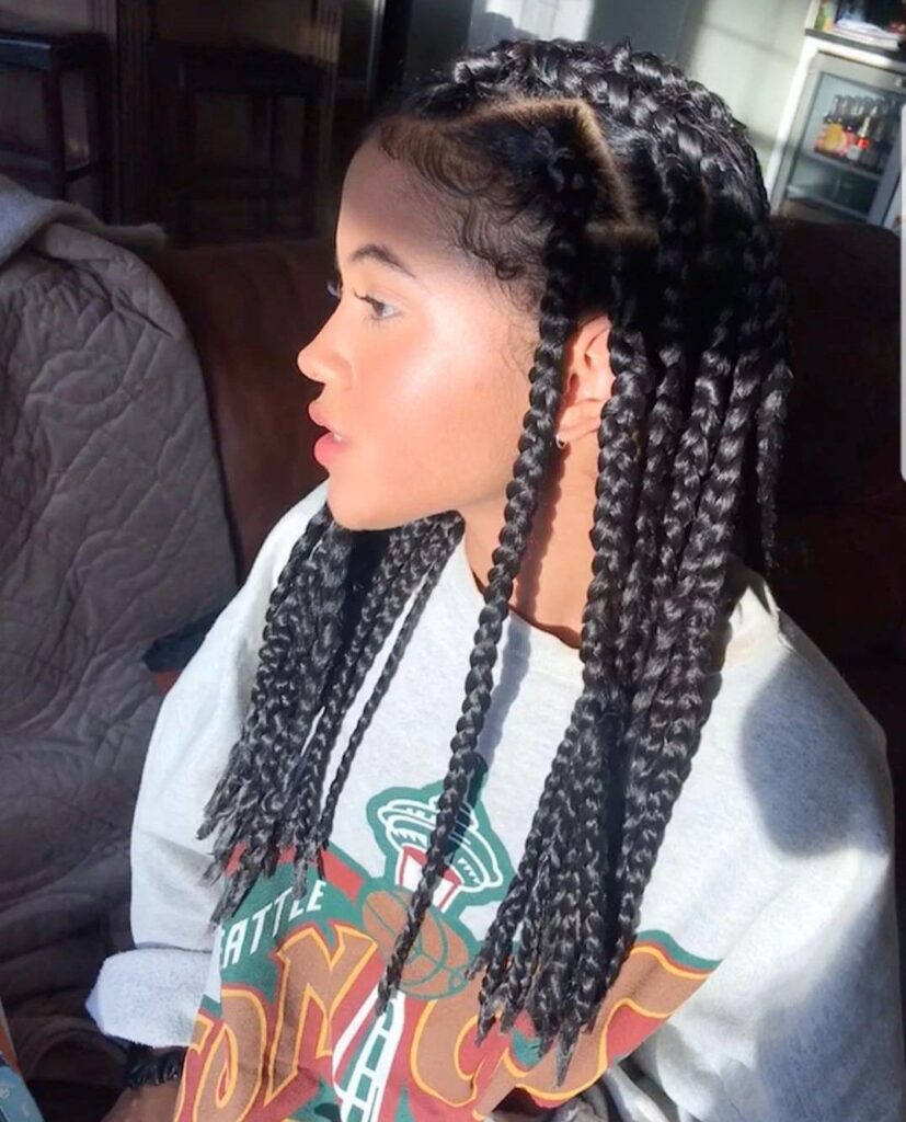 Long Braided hairstyle for black girl 
