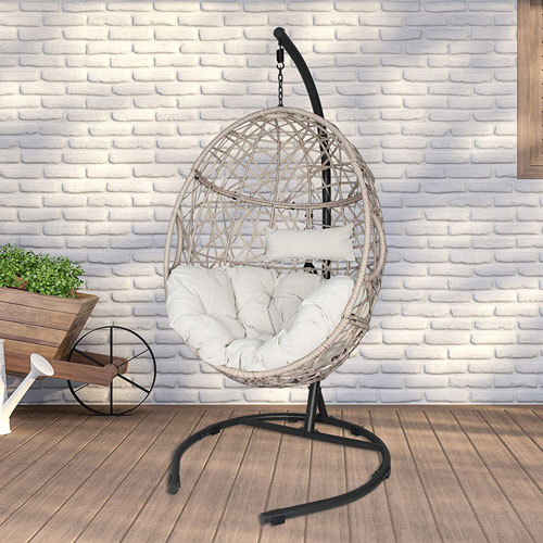 Iwicker Outdoor Rattan Egg Hanging Swing Chair