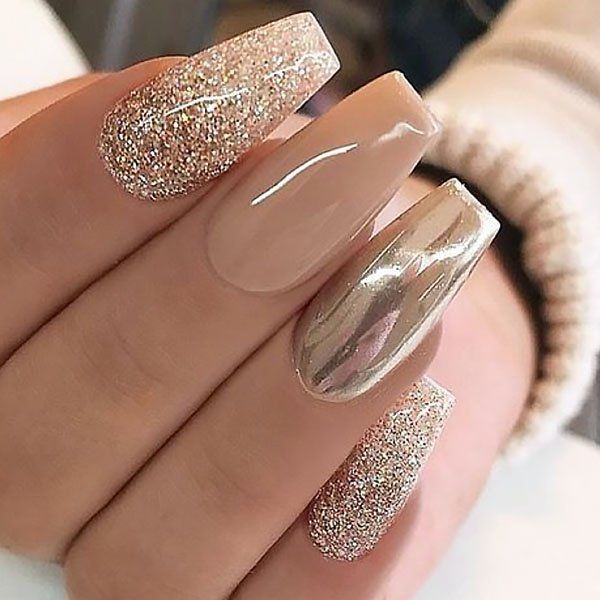 Gold coffin Nails